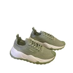 Tênis Arezzo Verde Knit Tratorado Amarração-Feminino