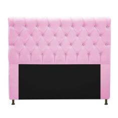 Cabeceira Estofada Cristal 195cm King Size Rosa Bebê