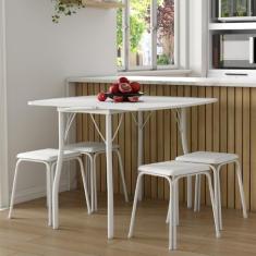 Conjunto Mesa Extensível com 4 Banquetas Carraro (Branca)
