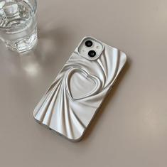 Luxo 3d fosco amor coração rugas caso de telefone para iphone 14 13 12 11 pro max silicone macio pára-choques capa, tira, para iphone13