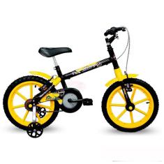 Bicicleta Infantil Track & Bikes Dino P Aro 16 Preto e Amarelo