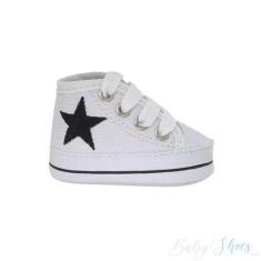 Tênis Starzinho Branco com Estrelinha de Cano Alto - Linha Baby/Bebê -