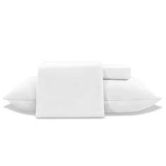 Jogo Lençol Solteiro 3 Peças Toque De Seda Liso Luxo - Jolitex, Branco