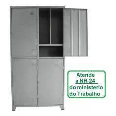 Roupeiro em aço insalubre com 4 portas grandes com divisória e sapatei