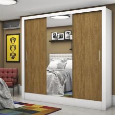 Guarda Roupa Casal com Espelho 3 Portas de Correr Santiago Carioca Móveis