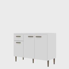 Balcão para Cozinha 3 Portas e 1 Gaveta 120 Cm Branco