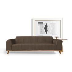 Sofá Living Átila 2,10m em Veludo Marrom Base Madeira Maciça - LEONARD
