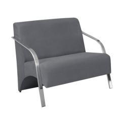 Poltrona Decorativa 2 Lugares Vênus Braço Pé Alumínio DSalla Suede  - 