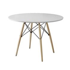 Mesa De Jantar Eames Wood Tampo Madeira Branco 90 Cm