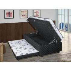 Cama Box Bau Solteiro Confort Plus com Auxiliar 088x188cm - Suede - Ge