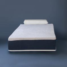 Colchão Solteiro Mola Ensacada Guldi Firme (25x88x188) e 1 Travesseiro Guldi Nasa Viscoelástico Azul e Branco