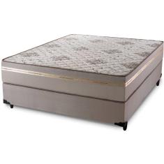 Conjunto Cama Box de Casal Hellen Strong One Face com espuma D45 1.38 – Bege/Marrom