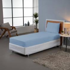 Jogo de Lençol Simples Roupa de Cama Solteiro Percal 140 Fios Ponto Palito Liso Algodão 2 Peças