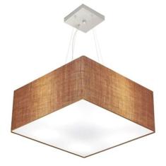 Lustre Pendente Quadrado Md-4040 Cúpula Em Tecido 21/50x50cm