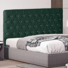 Cabeceira De Cama Box Paris King 195 Cm Botão Strass Suede Verde Eli Móveis