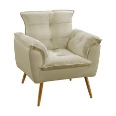 Poltrona Beta Para Sala de Estar Sued Bege Aradecor
