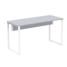 Mesa Escritório P25 Tub Pandin 150 Cm (larg) X 70 Cm (prof) Tampo Mdp Cinza Pé Aço Tubular Branco