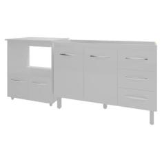 Balcão Armário Cozinha Gabinete De Pia 120 Cm Bruna E Balcão Para Micr