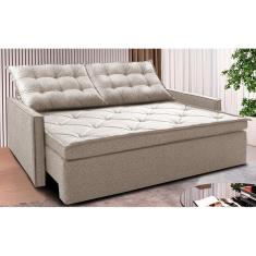 Sofá Sem Caixa Retrátil e Reclinável 1,65m Cama inBox Flat. Linho