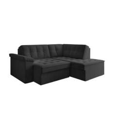 Sofá De Canto Retrátil 5 Lugares Grécia Cinza Suede Cinza - SELMER EST