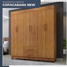 Guarda Roupa Copacabana New 6 Portas 2 Gavetas Benetil Móveis, Cinamom