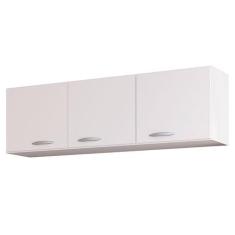 Armário Aéreo para Cozinha 3 Portas 120 cm Branco Brilho - Poquema - P