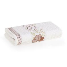 Toalha de Banho Karsten Yuna Fio Cardado Felpuda Estampa Floral, Branc