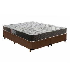 Cama Box Queen Colchão Mola Ensacada Belos Sonhos + Box Suede 66x158x198 Marrom