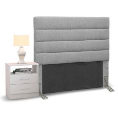 Cabeceira Cama Box Solteiro 90cm Greta Linho Cinza e 1 Mesa de Cabeceira Flex DM1 Branco - Mpozenato