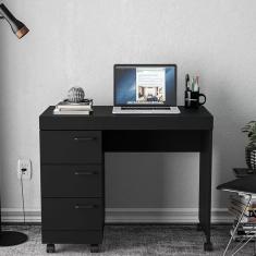 Escrivaninha 90cm 3 Gavetas Osaka Politorno Preto