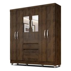 Guarda Roupa Casal Lia 6 Portas C/espelho Capuccino - Moveis Arapongas Capuccino