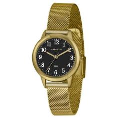 Relógio Lince Lrg4653L P2Kx Feminino Dourado Mostrador Preto
