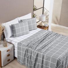 Jogo de lençol casal 4 peças estampado micropercal - SAFIRA ENXOVAIS, 