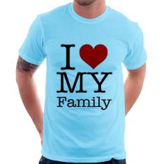 Camiseta I Love My Family - Foca na Moda, Azul bebê, G