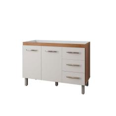 Balcão Para Pia De Cozinha 1,20m Bianca Com 2 Portas E 3 Gavetas Savana/off White - Moblis