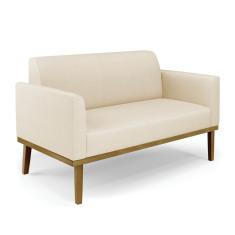 Sofá Namoradeira Base De Madeira Fixa Castanho Marisa Linho Bege A19 D03 - D?rossi