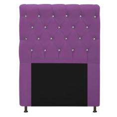 Cabeceira Estofada Cristal 90 cm Solteiro Com Strass Suede Roxo - ADJ 