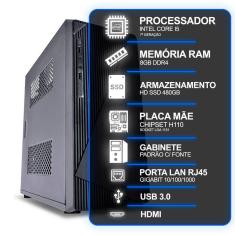 Computador Desktop, Intel Core I5 7º Geração, 8GB RAM, HD SSD 480GB, Conexões USB/VGA/HDMI/LAN/SOM