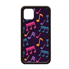 Capa preta com notas musicais coloridas para iPhone 12 Pro Max para Apple Mini Mobile Case Shell