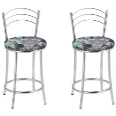 KIT 2 Banquetas Cromadas Bc26-c - E507 Cromado/Preto