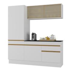 Armário De Cozinha Compacta 3 Peças Com Rodapé Mp2179 Made Multimóveis Branco/dourado Branco/dourado