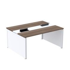 Mesa de Plataforma Dupla para 2 Pessoas Corporativa 120x120/2p Walnut/Branco