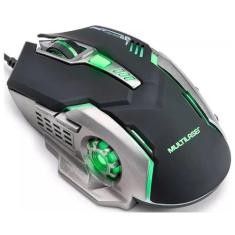 Mouse Gamer Multilaser 2400dpi 6 Botões Led Laranja Mo270, Preto, Verd