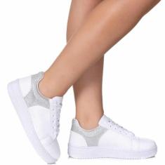 Tênis Feminino Detalhe Gliter Leve Tendência Macio Brilho Balada - Cla