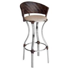 Banqueta Alta Conforto De Alumínio E Fibra Sintética Pedra Ferro/areia