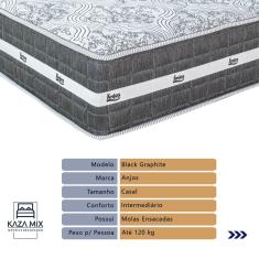 Cama Box e Colchão Black Graphite Molas Ensacadas Casal Anjos
