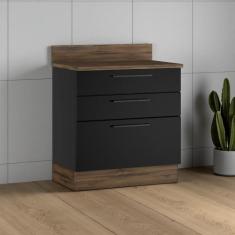 Balcão Cozinha em Aço 3 Gavetas 80cm com Tampo Rodapé em PVC Exclusive