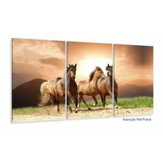 Quadro Decorativo Quatro Cavalos Hd 120x60 Quarto Sala