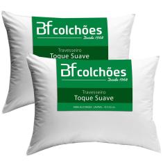 Kit 2 Travesseiros Antialérgico de Fibra Macio Lavável 45X65 bf Colchões
