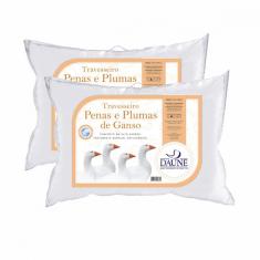 Kit 2 Travesseiros 80 Penas De Ganso 20 Plumas De Ganso Daune